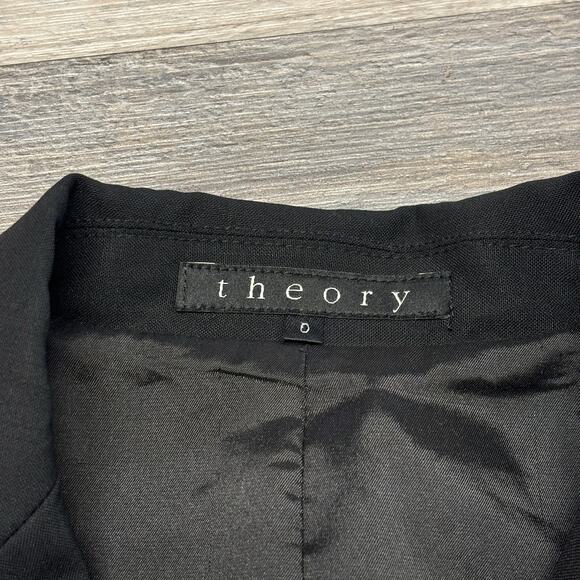 Theory Black Womens 0‎ Lined Notch Lapel Formal Business Cropped Wool Blazer USA - Picture 3 of 13